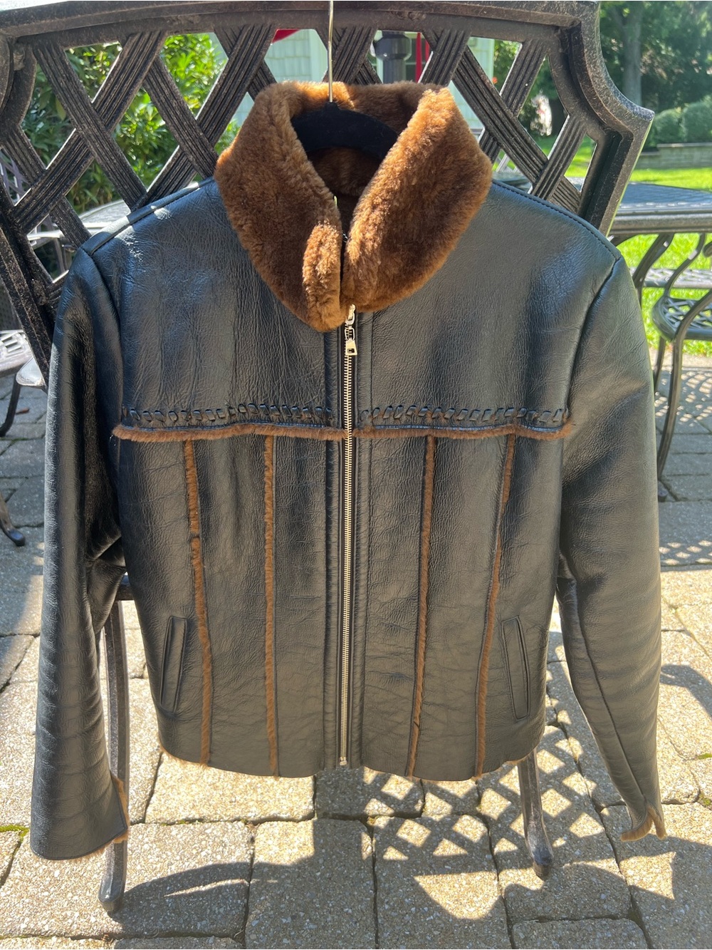 Women's Black shearling Leather Jacket XS-S. High quality, perfect condition.